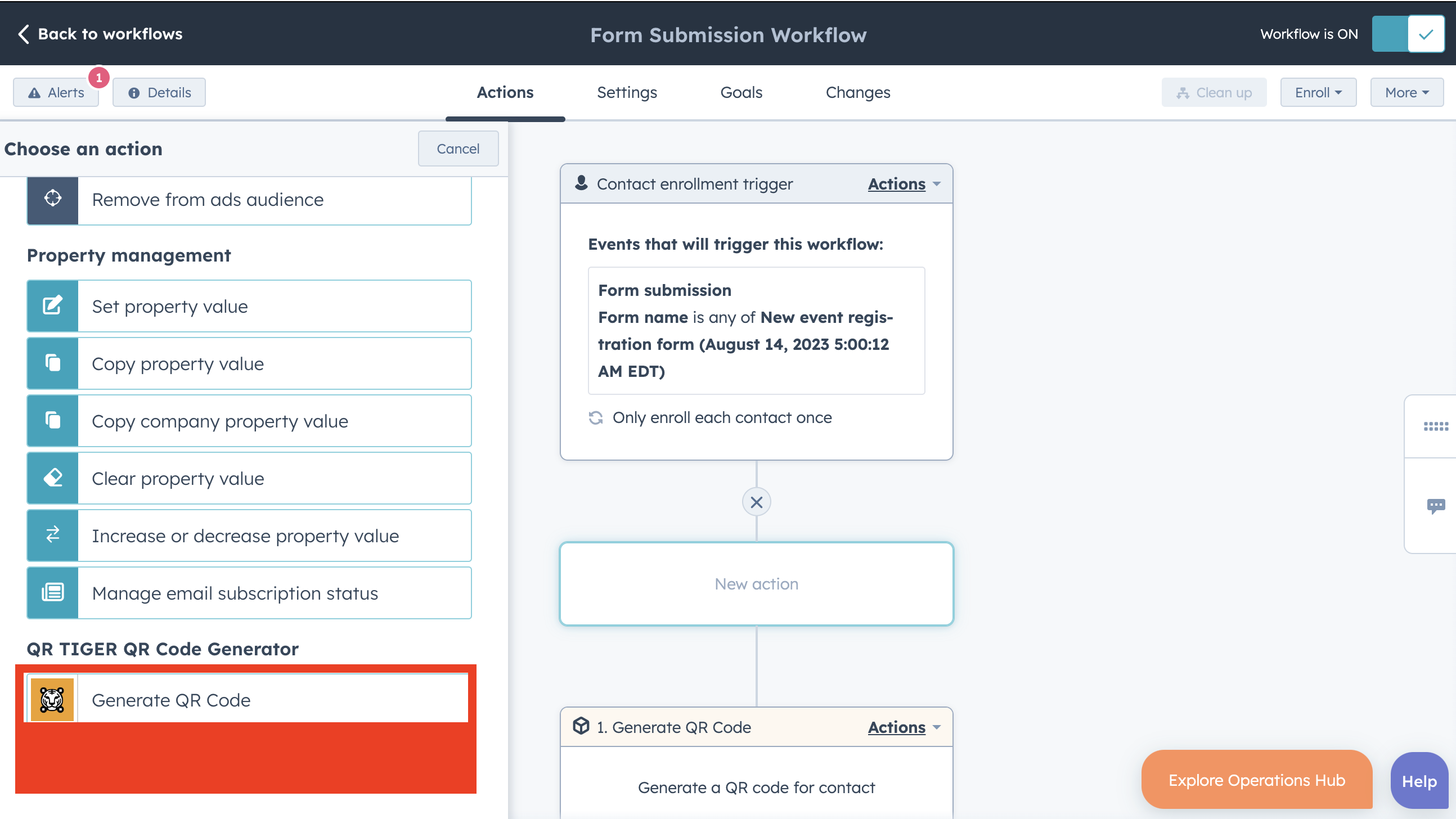 Create a QR code directly in your HubSpot workflows